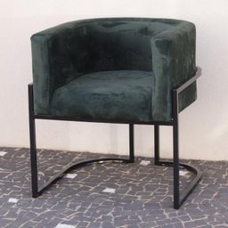 Poltrona Elegance Pé Preto Assento Verde 72x68x63cm - 4
