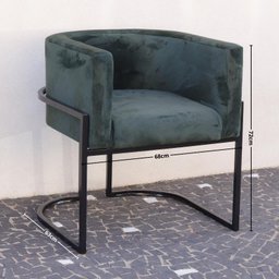 Poltrona Elegance Pé Preto Assento Verde 72x68x63cm - 2