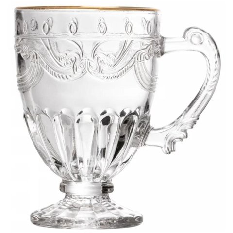 Xicara de Cristal 190ml Fio de Ouro Imperial Lyor Caneca Chá