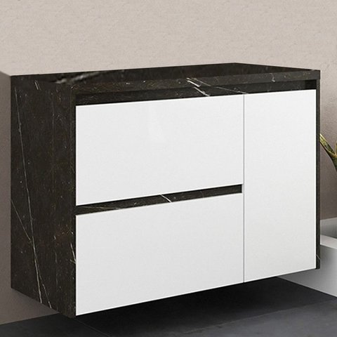 Gabinete de Banheiro 90cm sem Cuba Ref 920 Cewal - Portoro/branco
