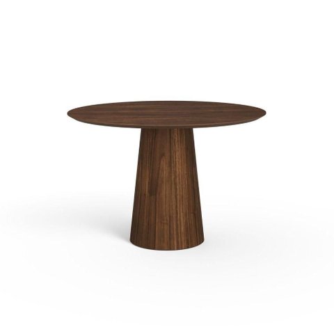 Mesa de Jantar Redonda 120cm Scandi 6 Lugares Lamina Natural de Madeira Castanho
