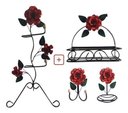 Ver imagem 1 de Kit para Banheiro 4 Peças em Ferro com Rosas:vermelho