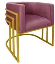 Ver imagem 1 de Cadeira Poltrona Luxo Base de Metal Tripla Dourado Sala de Jantar Cozinha Recepção Veludo Rose Eli M