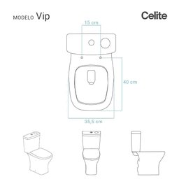 Tampa de Vaso Polipropileno Vip Branco para Bacia Celite - 3 Tampa de Vaso Polipropileno Vip Branco para Bacia Celite - 3