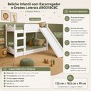 Ver imagem 2 de Beliche Infantil com Escorregador, Grades Laterais e Escada AR001 MDF/MDP Branco - Completa Móveis