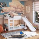 Ver imagem 5 de Beliche Infantil com Escorregador, Grades Laterais e Escada AR001 MDF/MDP Branco - Completa Móveis
