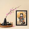 Quadro Arte Oriental Paisagem com Gato 33x24cm:moldura Branca - 2