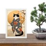 Quadro Arte Oriental Paisagem com Gato 33x24cm:moldura Branca - 1