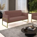 Ver imagem 7 de Sofá Namoradeira Base Industrial Alta Dourado Marisa Veludo D03 - D\'rossi Cor Rose