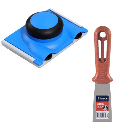Pad Flocado Ângulo Fixo para Recortes e Cantos Pegada Rotativa + Espátula 4cm Aço Carbono Pvc Profis