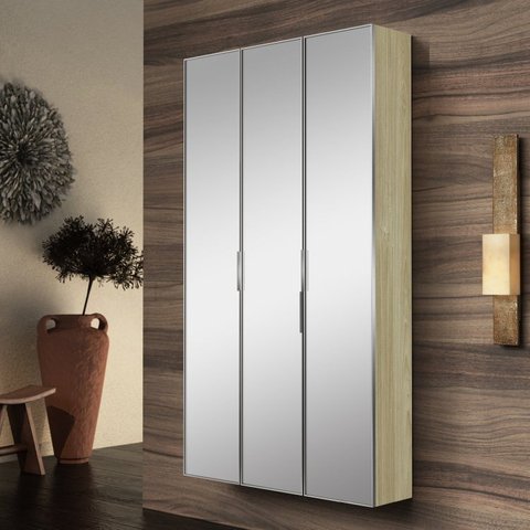 Conjunto para Banheiro com 3 Armários Verticais com Portas Espelhada 