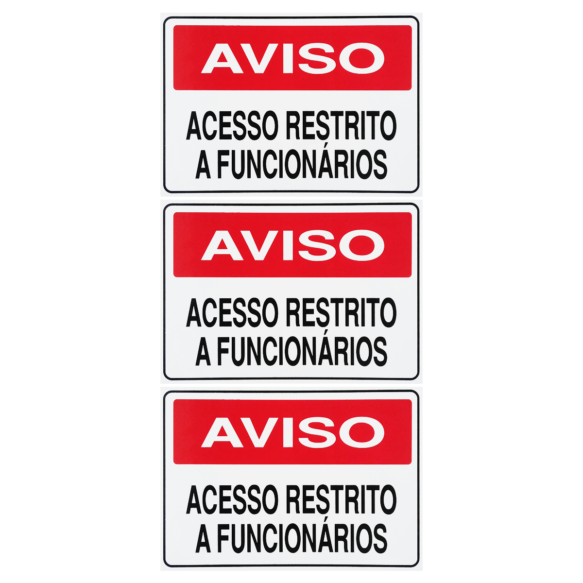 Combo 3 Placas De Sinalização Aviso Acesso Restrito A Funcionários 30x20 Acesso - S-233 F9e - 3