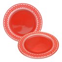 Ver imagem 1 de Conjunto de Natal 2 Pratos Vermelhos Detalhe Estampa Croche
