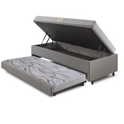Bicama Box Baú Solteiro 88x188 corino Linho  com Colchão de Espuma Ecoline D20 Ecoflex - 4