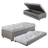 Bicama Box Baú Solteiro 88x188 corino Linho  com Colchão de Espuma Ecoline D20 Ecoflex - 1