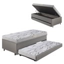 Ver imagem 1 de Bicama Box Baú Solteiro 88x188 corino Linho com Colchão de Espuma Ecoline D20 Ecoflex
