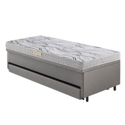 Bicama Box Baú Solteiro 88x188 corino Linho  com Colchão de Espuma Ecoline D20 Ecoflex - 10