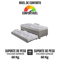 Bicama Box Baú Solteiro 88x188 corino Linho  com Colchão de Espuma Ecoline D20 Ecoflex - 7