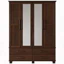 Ver imagem 2 de Guarda Roupa Solteiro com Espelho 4 Portas 4 Gavetas Madeira Maciça Zahav F06 Café - Lyam Decor
