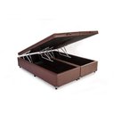 Ver imagem 1 de Base Cama Box Baú Bipartido Casal Couro Sintético Marrom 43x138x188