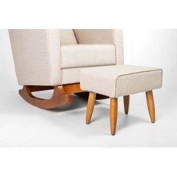 Poltrona de Amamentação com Balanço Encosto Alto Linho Bege - Lahome Decor - 3
