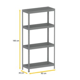 ESTANTE DE AÇO PESADA 185X92X40 4 PRAT. AÇO PANDIN - CINZA EPP1850X400 PRAT AÇO - 2