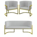 Ver imagem 1 de Kit Sofá 2 Lugares + 2 Poltronas Bouclê Gold Cinza
