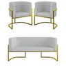 Kit Sofá 2 Lugares + 2 Poltronas Bouclê Gold Cinza - 1