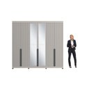 Ver imagem 6 de Guarda Roupa Casal 6 Portas com Espelho 235x250 cm Cinza 100% MDF Casamia