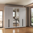 Ver imagem 1 de Guarda Roupa Casal 6 Portas com Espelho 235x250 cm Cinza 100% MDF Casamia