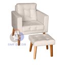 Ver imagem 1 de Sofá/poltrona/cadeira Decorativa Glamour Dubai com Puff e Pés em Madeira Bege