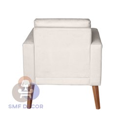 Sofá/poltrona/cadeira Decorativa Glamour Dubai com Puff e Pés em Madeira Bege - 3