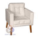 Ver imagem 5 de Sofá/poltrona/cadeira Decorativa Glamour Dubai com Puff e Pés em Madeira Bege