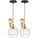 Ver imagem 1 de 2 Pendentes Aramado Globo Luminária Lustre Retrô Balcão Cobre Rose Gold + 2 Lâmpadas Led ST64