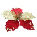 Ver imagem 1 de Kit 2 Flor de Natal Vermelha Artificial com Brilho 19cm