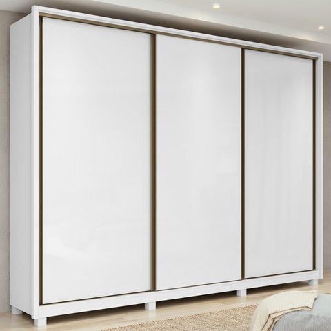Guarda-roupa Casal Spazio 3 Portas 6 Gavetas 100% Mdf Branco - Móveis Lopas