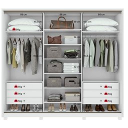 Guarda-roupa Casal Spazio 3 Portas 6 Gavetas 100% Mdf Branco - Móveis Lopas - 5