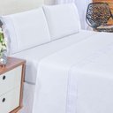 Ver imagem 5 de Jogo Cama Lençol Paris Casal Padrão Percal 180 Fios 100% Algodão Lese Bordada 4 Peças - Branco