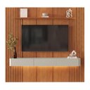Ver imagem 2 de Painel Rack para TV até 75 Polegadas 3 Gavetas 234CMX250CM Ripado com LED 100% MDF Apolo