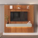 Ver imagem 1 de Painel Rack para TV até 75 Polegadas 3 Gavetas 234CMX250CM Ripado com LED 100% MDF Apolo