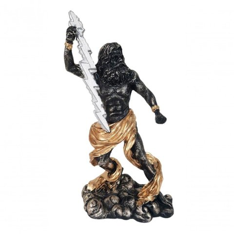 Estatueta Sala Quarto Geek Zeus Deus do Trovão Resina 23x13