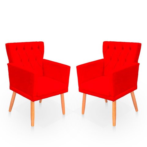 Kit Poltrona Capitonê Clássica Confortável para Sala e Quarto Ana Suede