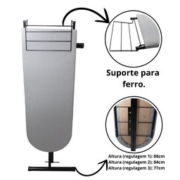 Tabua de Passar Roupa Tecido Térmico 3 Andares Dobravel Extra Forte com Porta Ferro - 4
