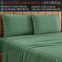 Ver imagem 2 de Conjunto Cama Casal Queen Size Kayla 04 Pç Bordado 300 Fios:Verde