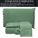 Ver imagem 6 de Conjunto Cama Casal Queen Size Kayla 04 Pç Bordado 300 Fios:Verde