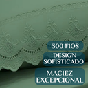 Ver imagem 3 de Conjunto Cama Casal Queen Size Kayla 04 Pç Bordado 300 Fios:Verde