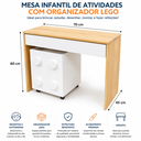 Ver imagem 2 de Mesa Infantil de Atividades com Organizador Lego | Mesa Montessori de Madeira para Estudos