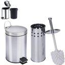 Ver imagem 1 de Lixeira de Aço Inox 3l com Escova Sanitária e Suporte