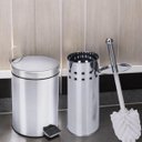 Ver imagem 4 de Lixeira de Aço Inox 3l com Escova Sanitária e Suporte