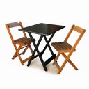 Ver imagem 3 de Conjunto Mesa Dobrável 70x70 Tampo Mdf e 02 Cadeiras Dobrável Retrátil Preto-imbuia